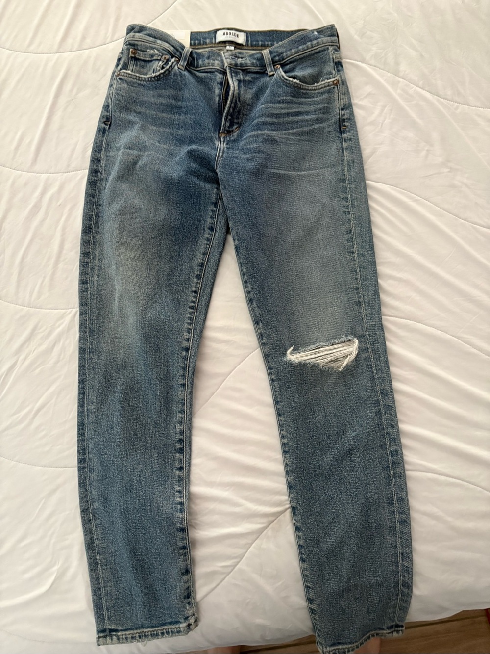 Agolde Blue Distressed Boyfriend Jeans